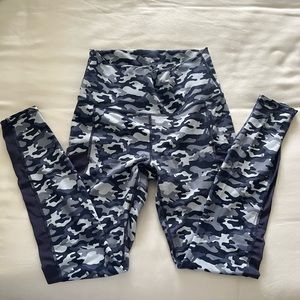 Fabletics power hold blue fatigue print pant